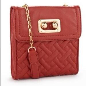 Antonio Melani Red Embossed Leather Purse Handbag 7" Wide 8" Deep